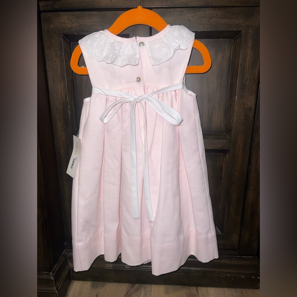 Marco & Lizzy Elegant Pink Kids Dress with Lace Collar